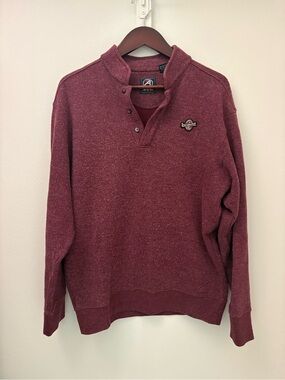 Men's Maroon Button Neck Sweater with Harbor Town Golf Links Patch